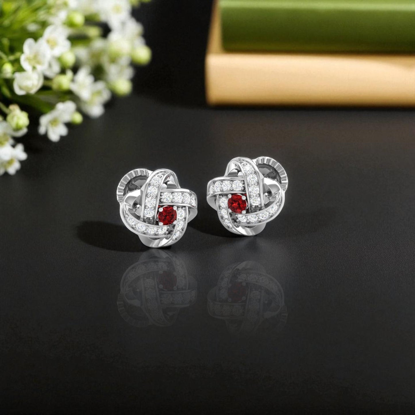 Pure Sterling Silver (92.5% purity)Precious, Beautiful and Designer Stud Earrings with cubic zirconia (AD) stones for Girls and Women