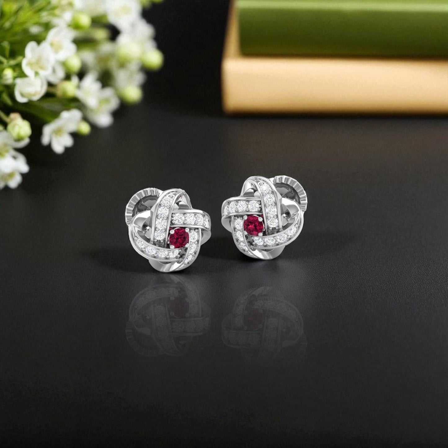 Pure Sterling Silver (92.5% purity)Precious, Beautiful and Designer Stud Earrings with cubic zirconia (AD) stones for Girls and Women