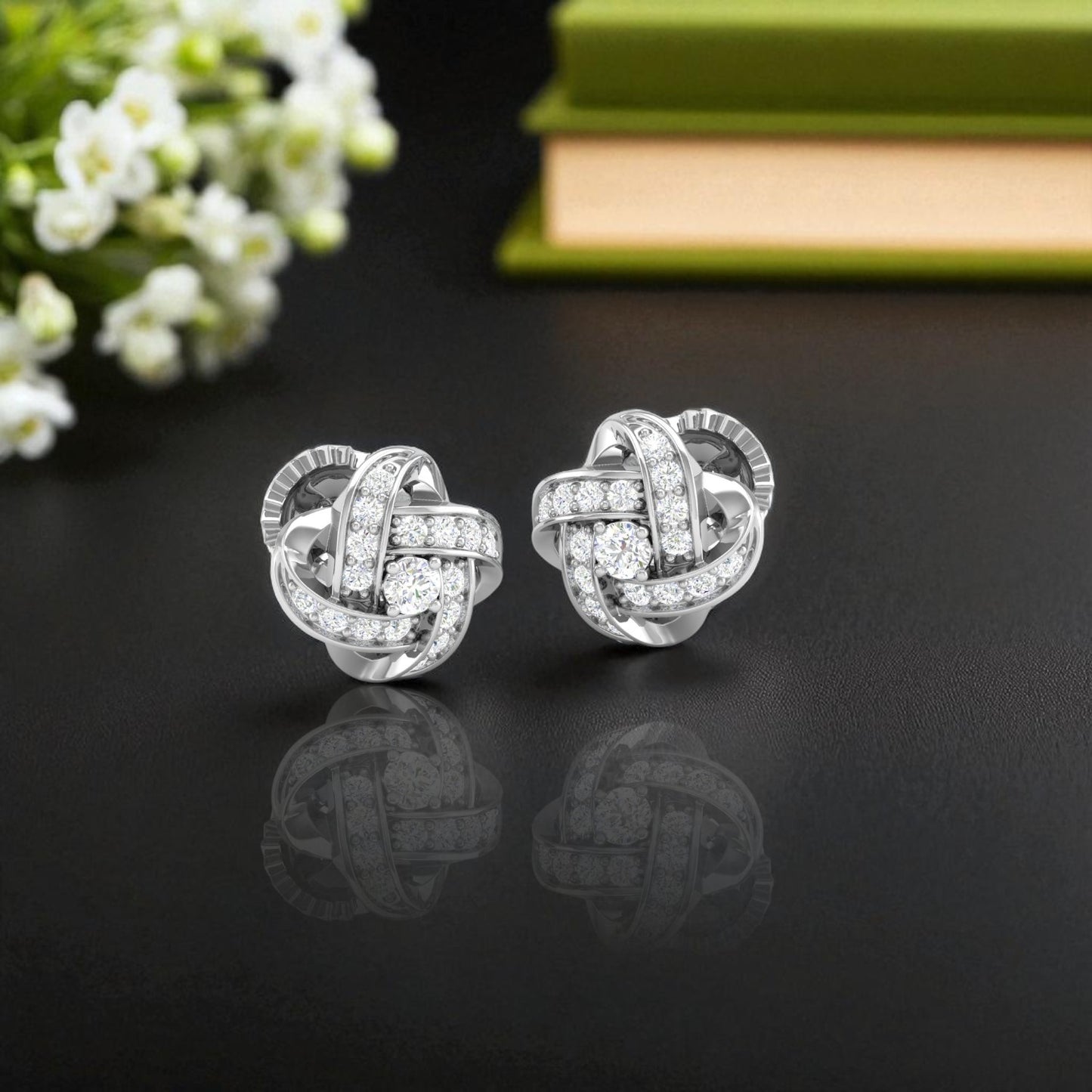 Pure Sterling Silver (92.5% purity)Precious, Beautiful and Designer Stud Earrings with cubic zirconia (AD) stones for Girls and Women