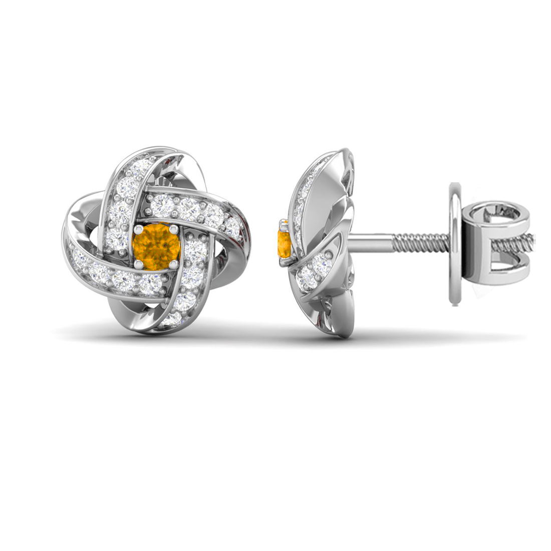 Pure Sterling Silver (92.5% purity)Precious, Beautiful and Designer Stud Earrings with cubic zirconia (AD) stones for Girls and Women