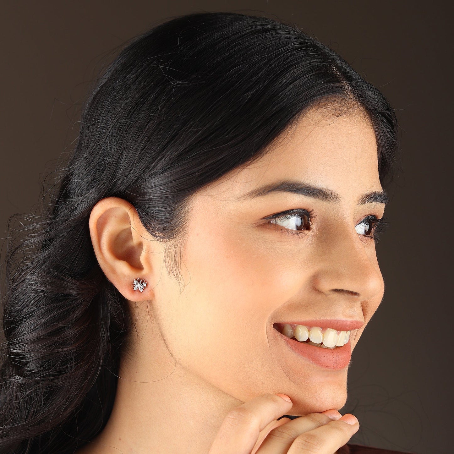 Pure Sterling Silver (92.5% purity)Precious, Beautiful and Designer Stud Earrings with cubic zirconia (AD) stones for Girls and Women
