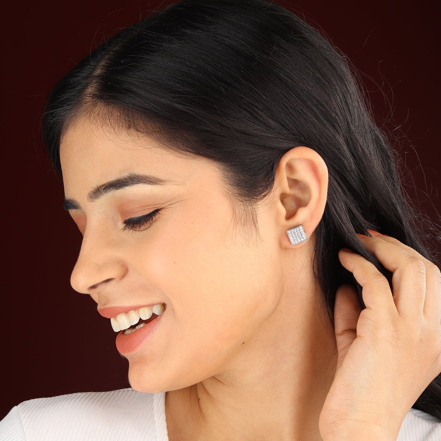 Pure Sterling Silver (92.5% purity)Precious, Beautiful and Designer Stud Earrings with cubic zirconia (AD) stones for Girls and Women