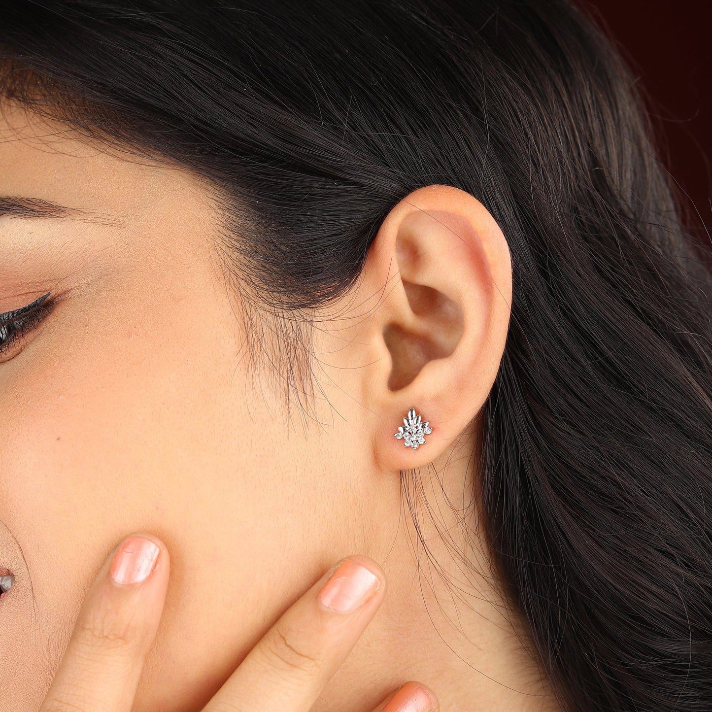 Pure Sterling Silver (92.5% purity)Precious, Beautiful and Designer Stud Earrings with cubic zirconia (AD) stones for Girls and Women