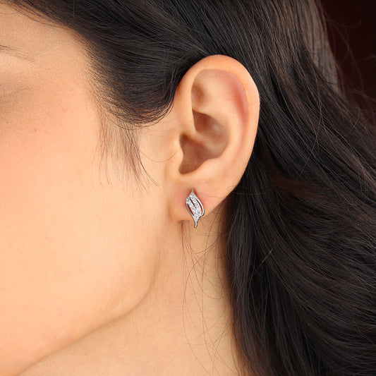 Pure Sterling Silver (92.5% purity)Precious, Beautiful and Designer Stud Earrings with cubic zirconia (AD) stones for Girls and Women