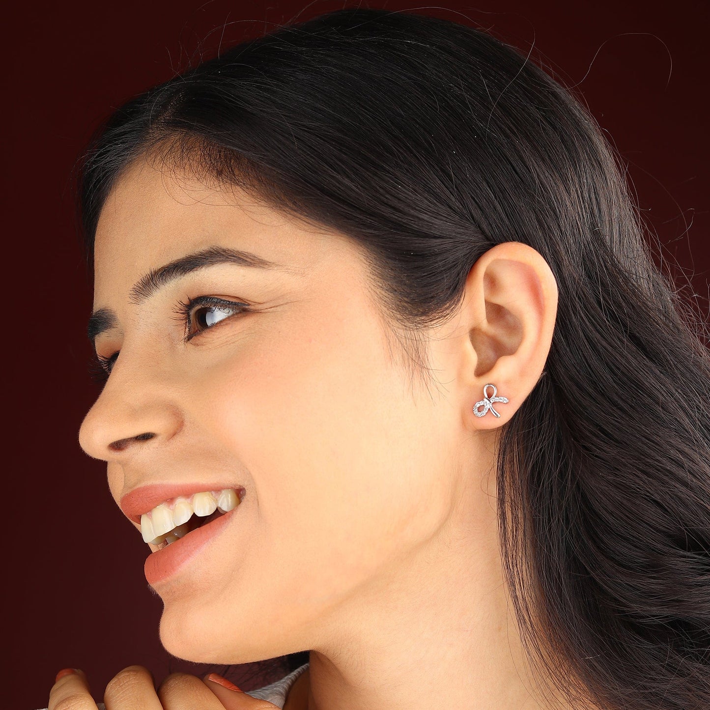 Pure Sterling Silver (92.5% purity)Precious, Beautiful and Designer Stud Earrings with cubic zirconia (AD) stones for Girls and Women