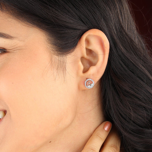 Pure Sterling Silver (92.5% purity)Precious, Beautiful and Designer Stud Earrings with cubic zirconia (AD) stones for Girls and Women