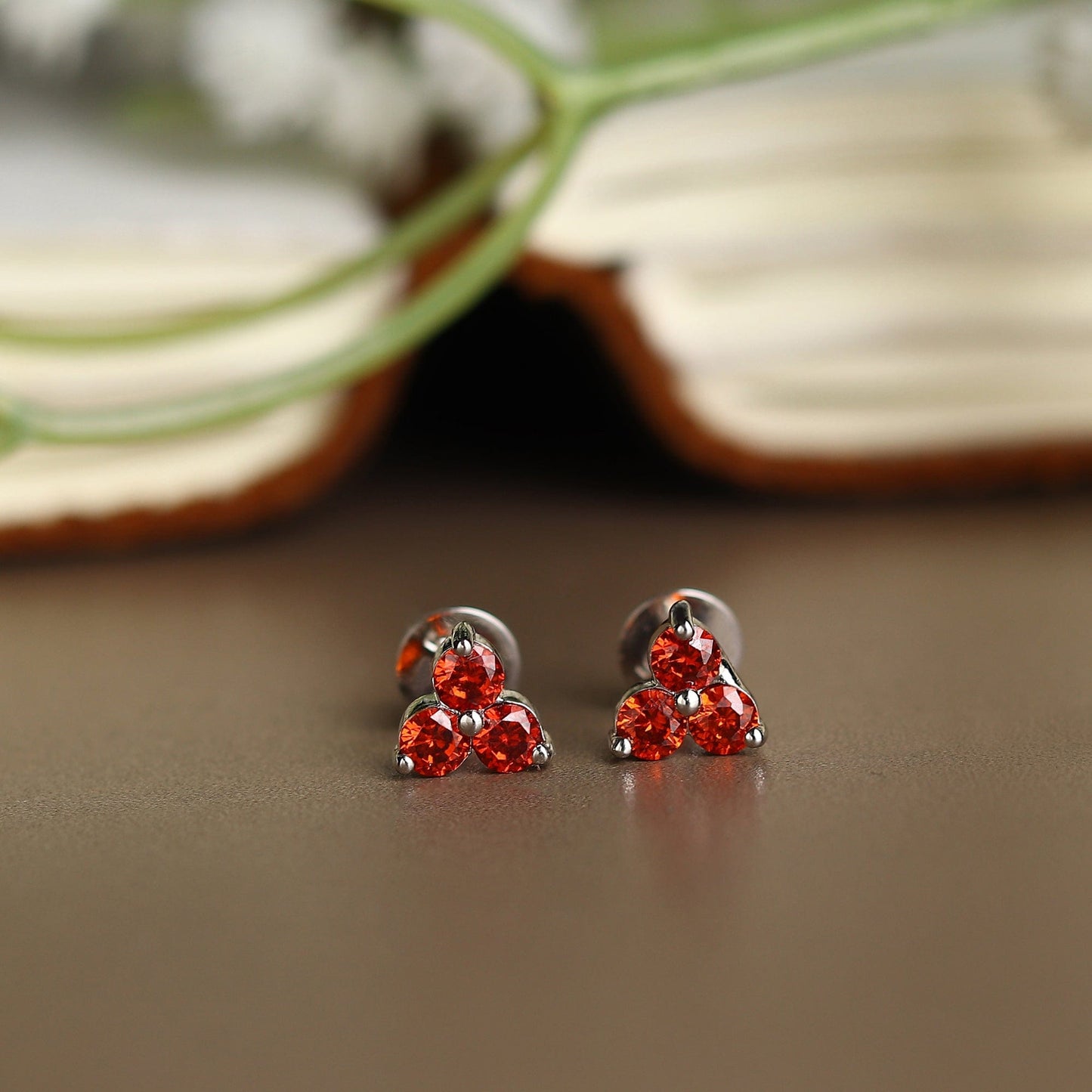 Pure Sterling Silver (92.5% purity)Precious, Beautiful and Designer Stud Earrings with cubic zirconia (AD) stones for Girls and Women