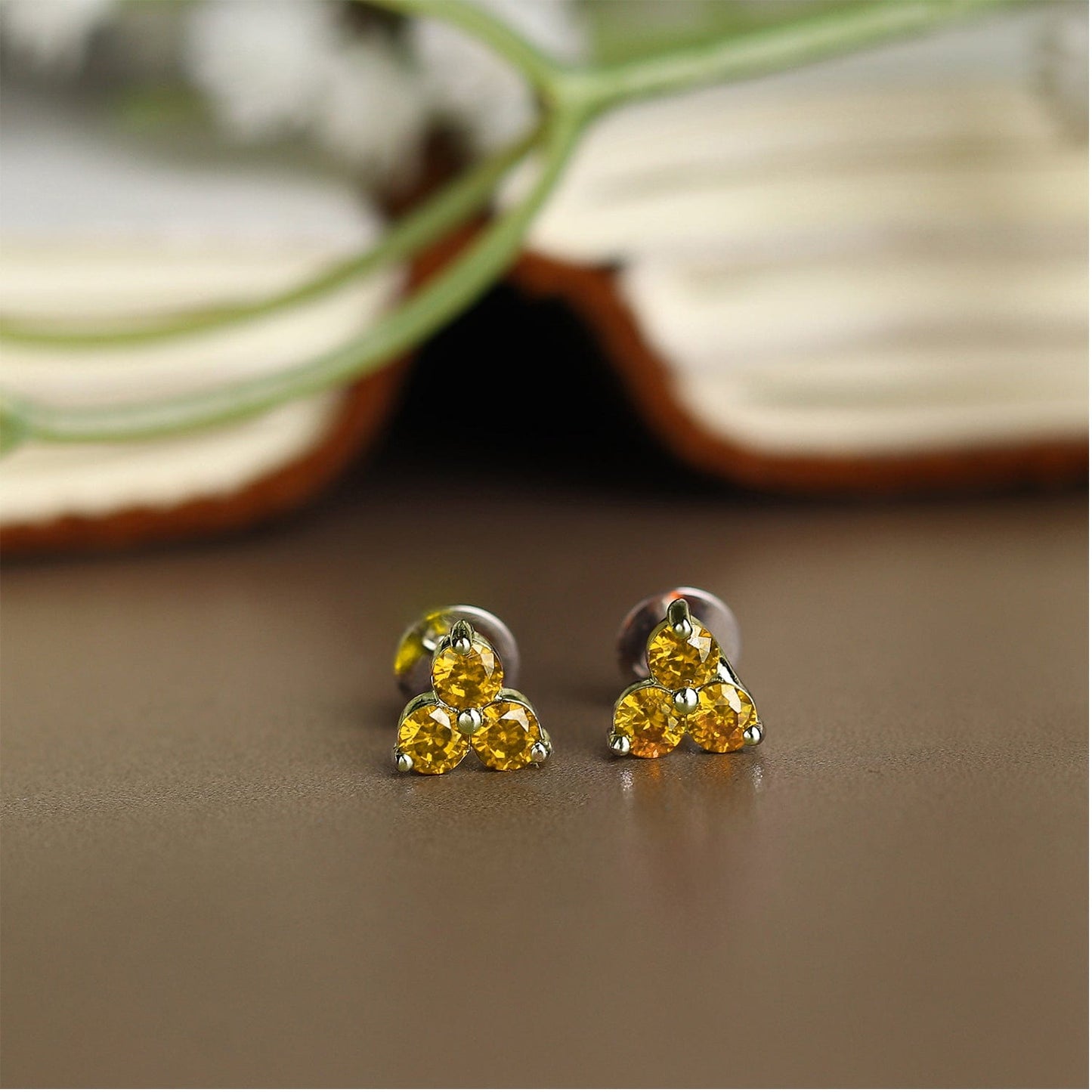 Pure Sterling Silver (92.5% purity)Precious, Beautiful and Designer Stud Earrings with cubic zirconia (AD) stones for Girls and Women
