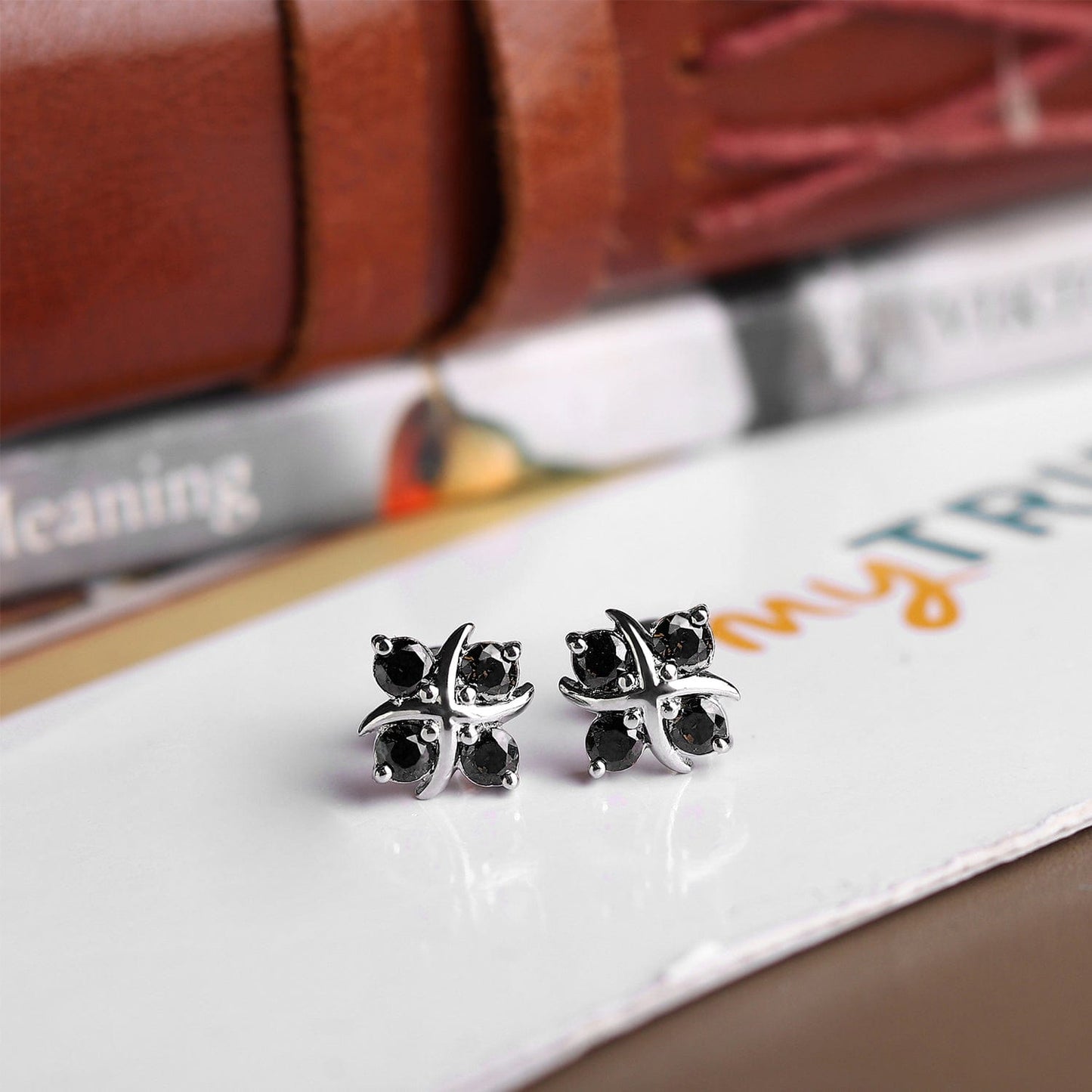 Pure Sterling Silver (92.5% purity)Precious, Beautiful and Designer Stud Earrings with cubic zirconia (AD) stones for Girls and Women
