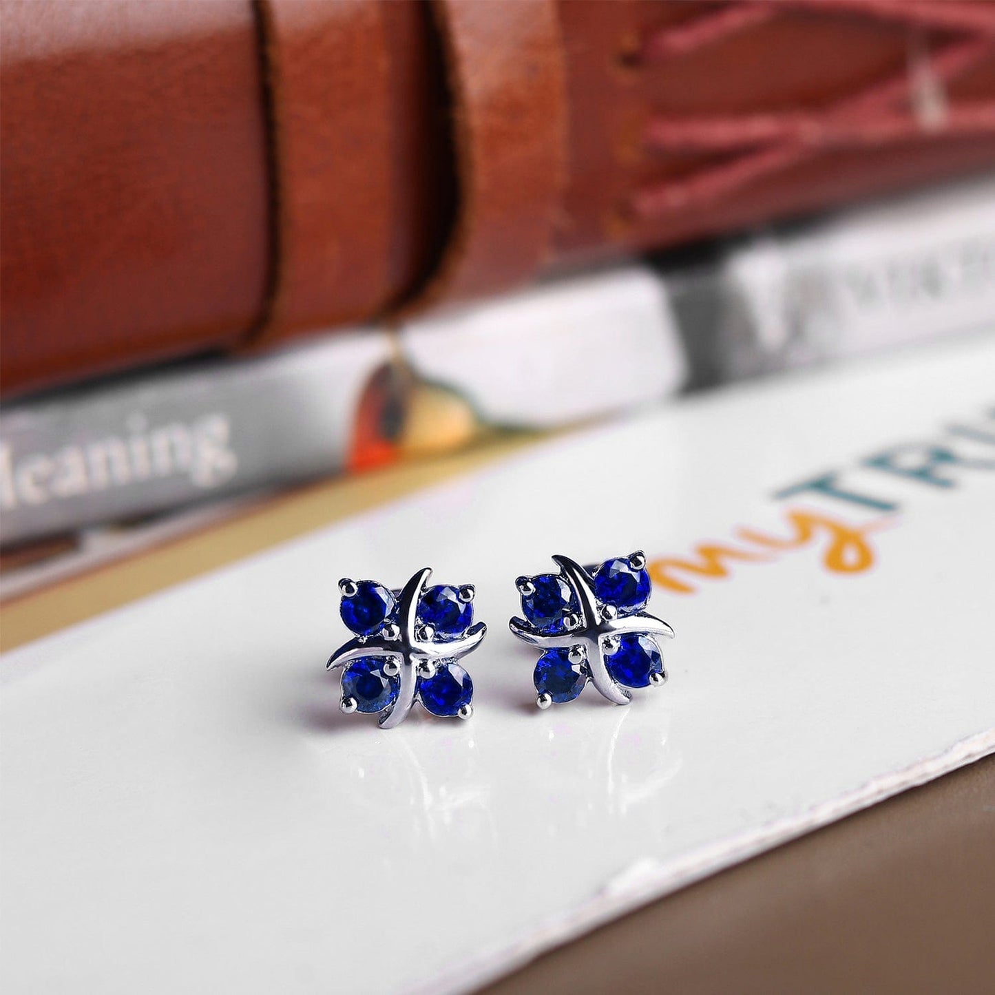 Pure Sterling Silver (92.5% purity)Precious, Beautiful and Designer Stud Earrings with cubic zirconia (AD) stones for Girls and Women