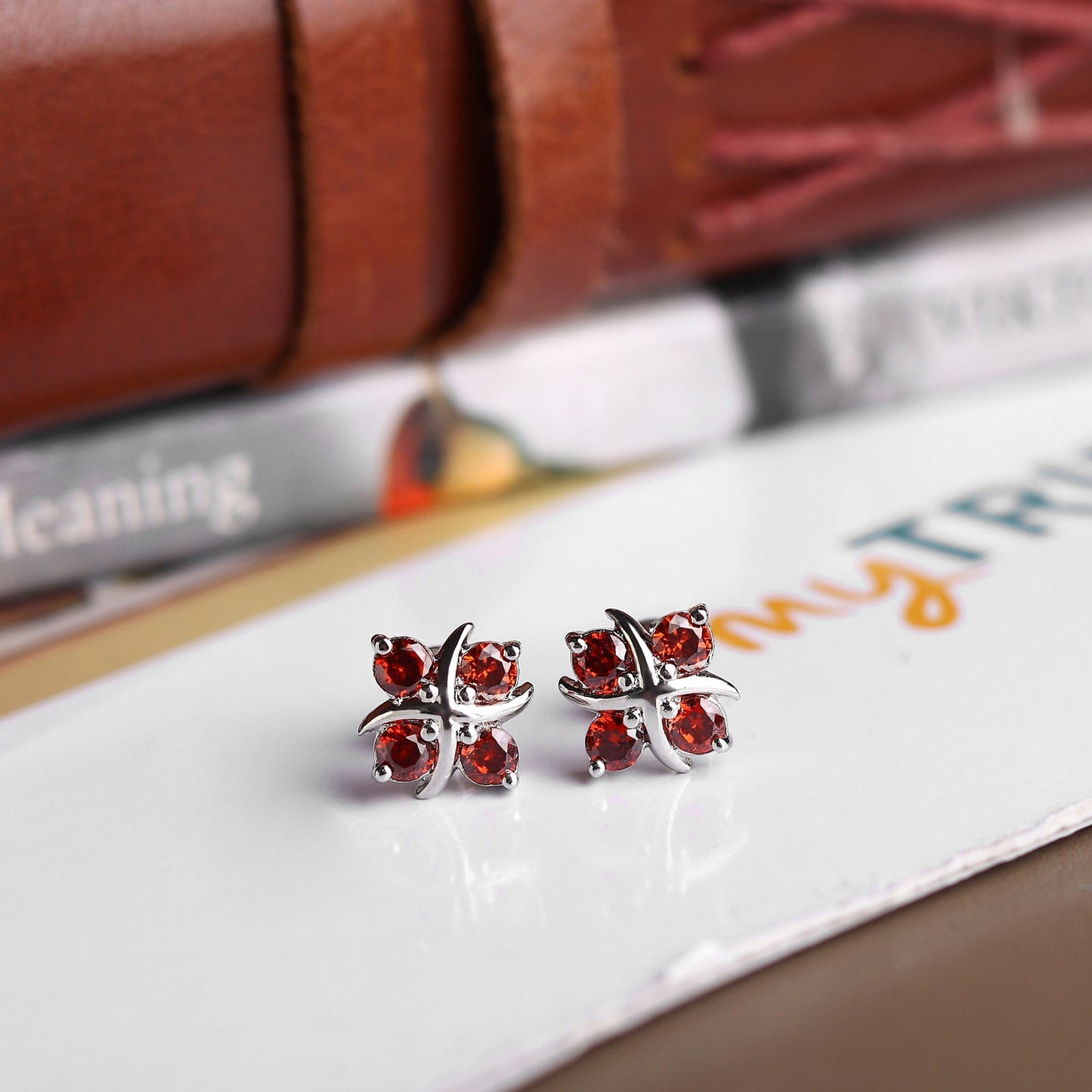 Pure Sterling Silver (92.5% purity)Precious, Beautiful and Designer Stud Earrings with cubic zirconia (AD) stones for Girls and Women
