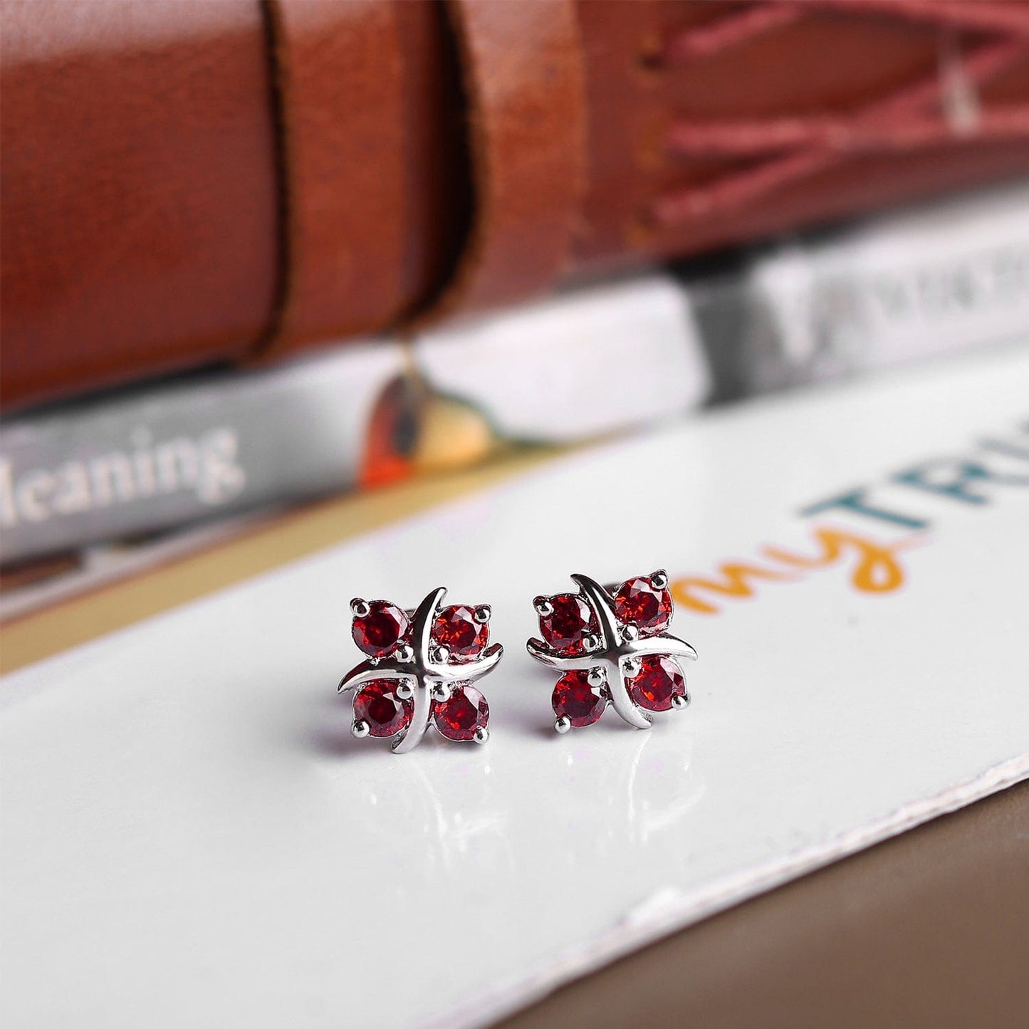 Pure Sterling Silver (92.5% purity)Precious, Beautiful and Designer Stud Earrings with cubic zirconia (AD) stones for Girls and Women
