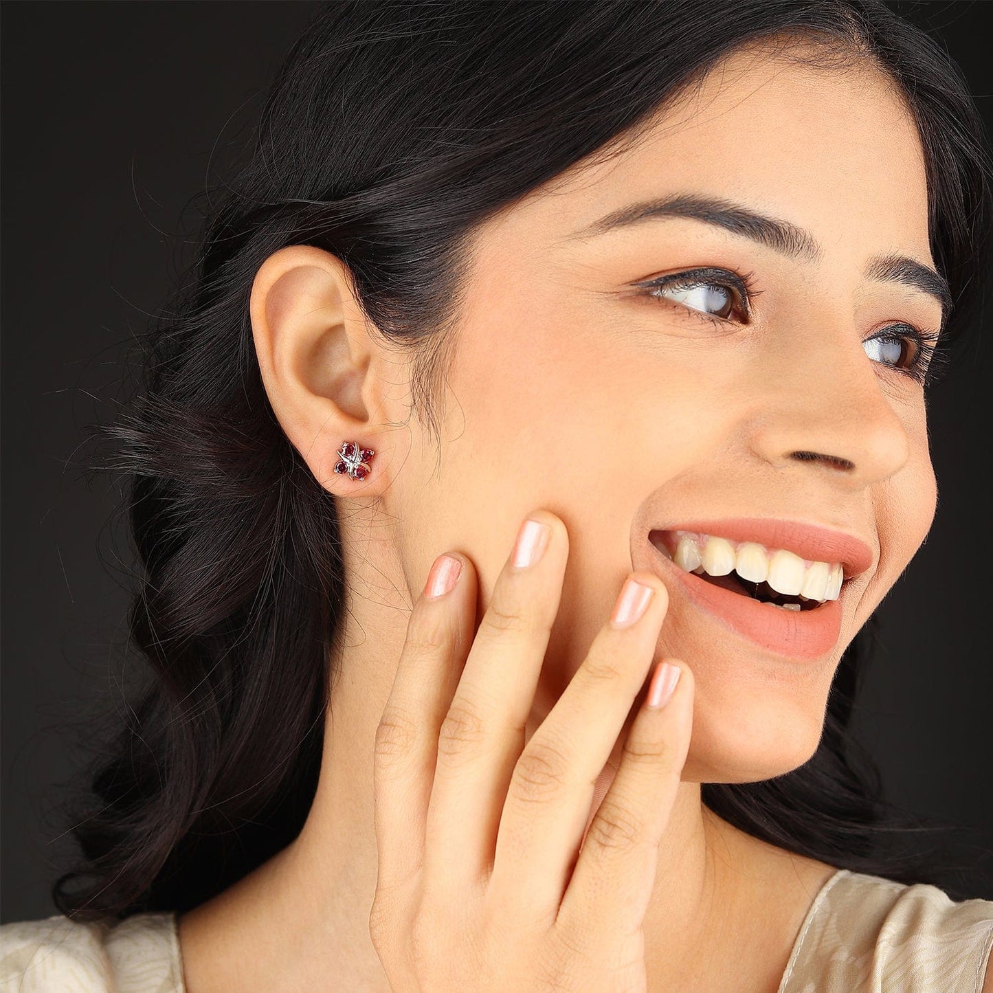 Pure Sterling Silver (92.5% purity)Precious, Beautiful and Designer Stud Earrings with cubic zirconia (AD) stones for Girls and Women