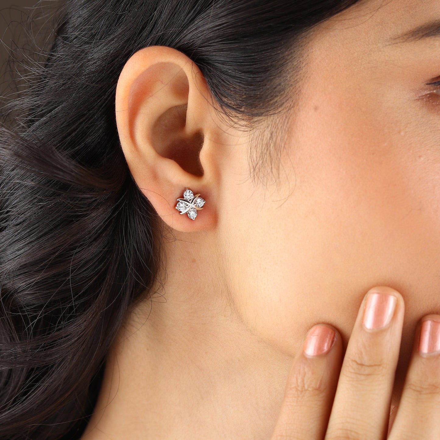 Pure Sterling Silver (92.5% purity)Precious, Beautiful and Designer Stud Earrings with cubic zirconia (AD) stones for Girls and Women