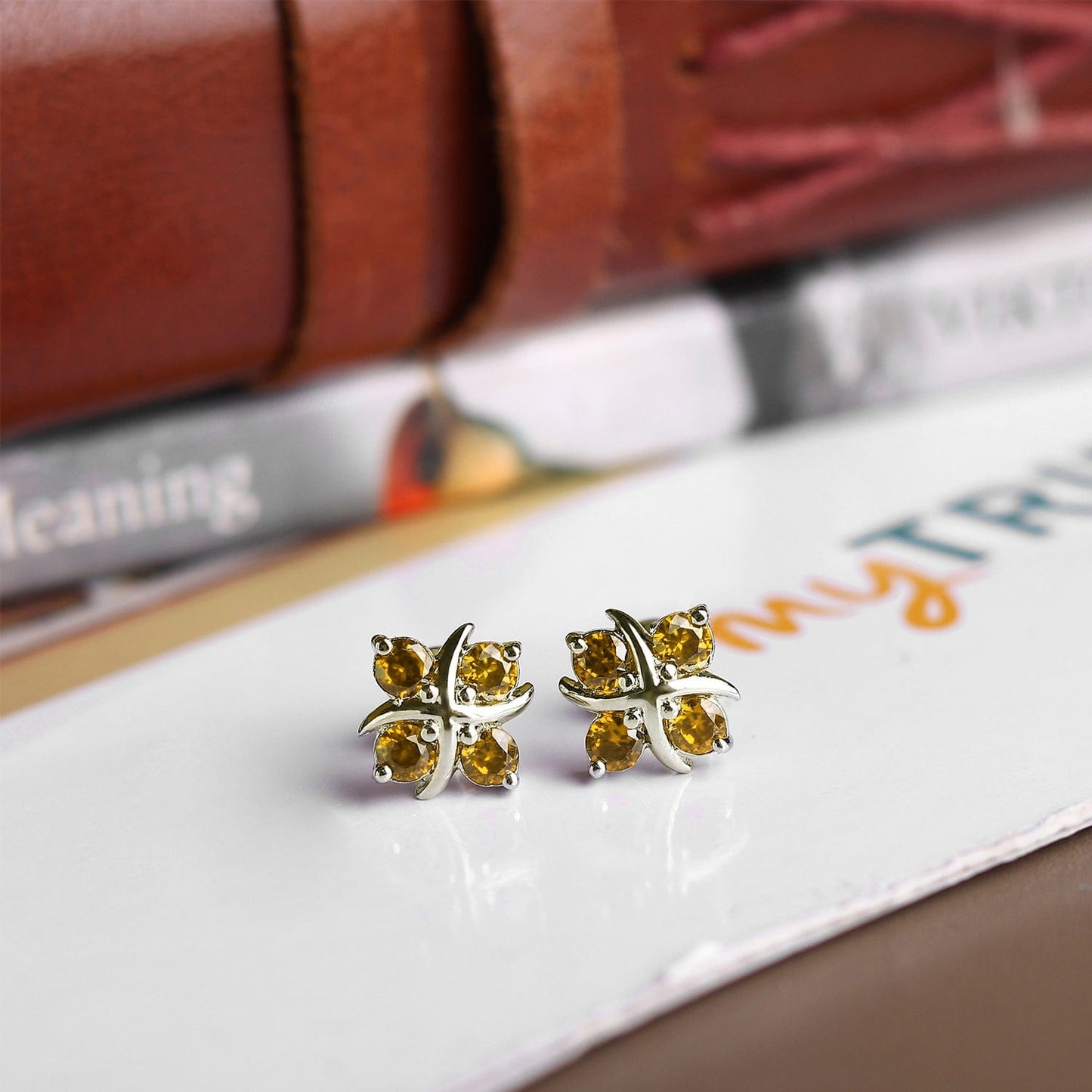 Pure Sterling Silver (92.5% purity)Precious, Beautiful and Designer Stud Earrings with cubic zirconia (AD) stones for Girls and Women