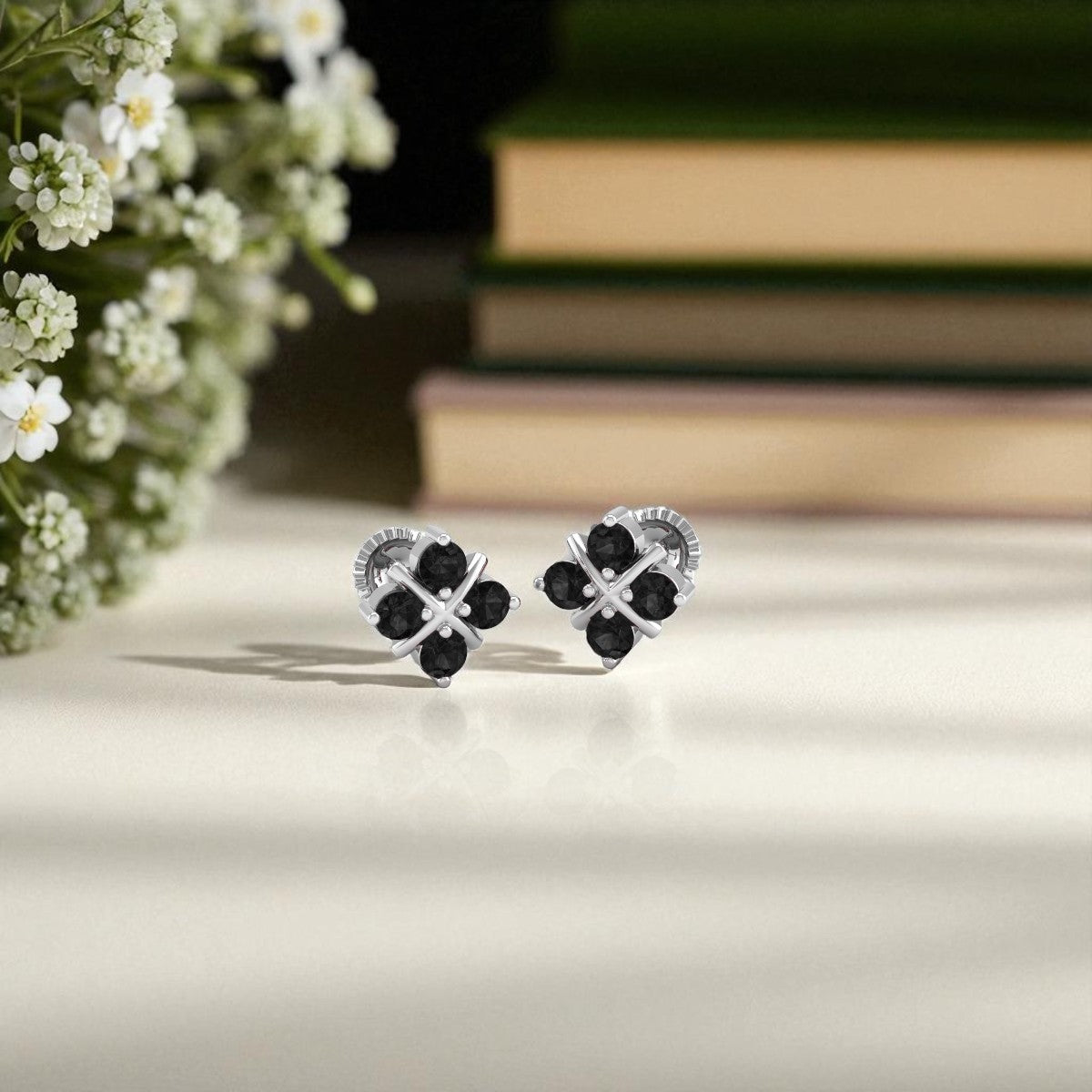 Pure Sterling Silver (92.5% purity)Precious, Beautiful and Designer Stud Earrings with cubic zirconia (AD) stones for Girls and Women