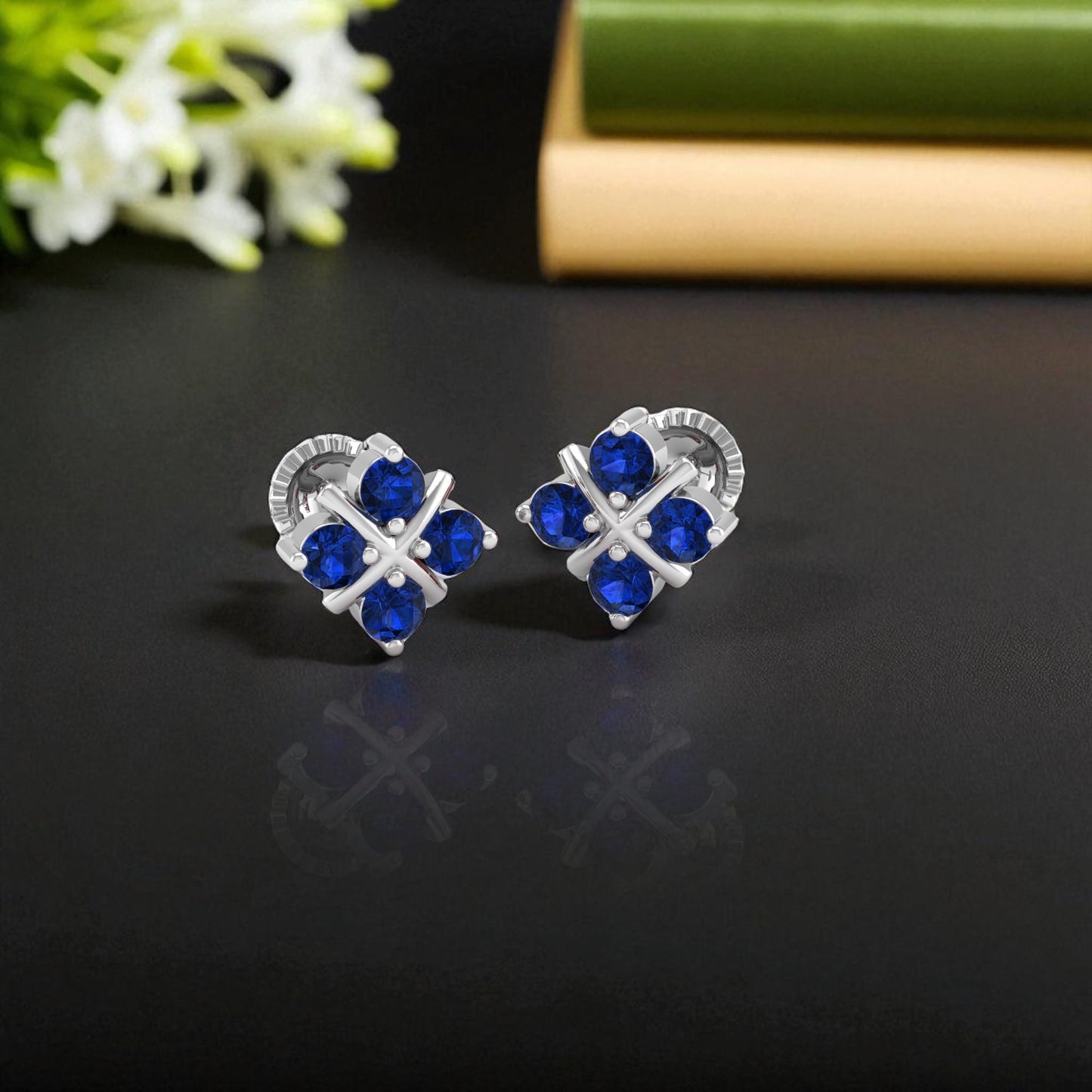 Pure Sterling Silver (92.5% purity)Precious, Beautiful and Designer Stud Earrings with cubic zirconia (AD) stones for Girls and Women