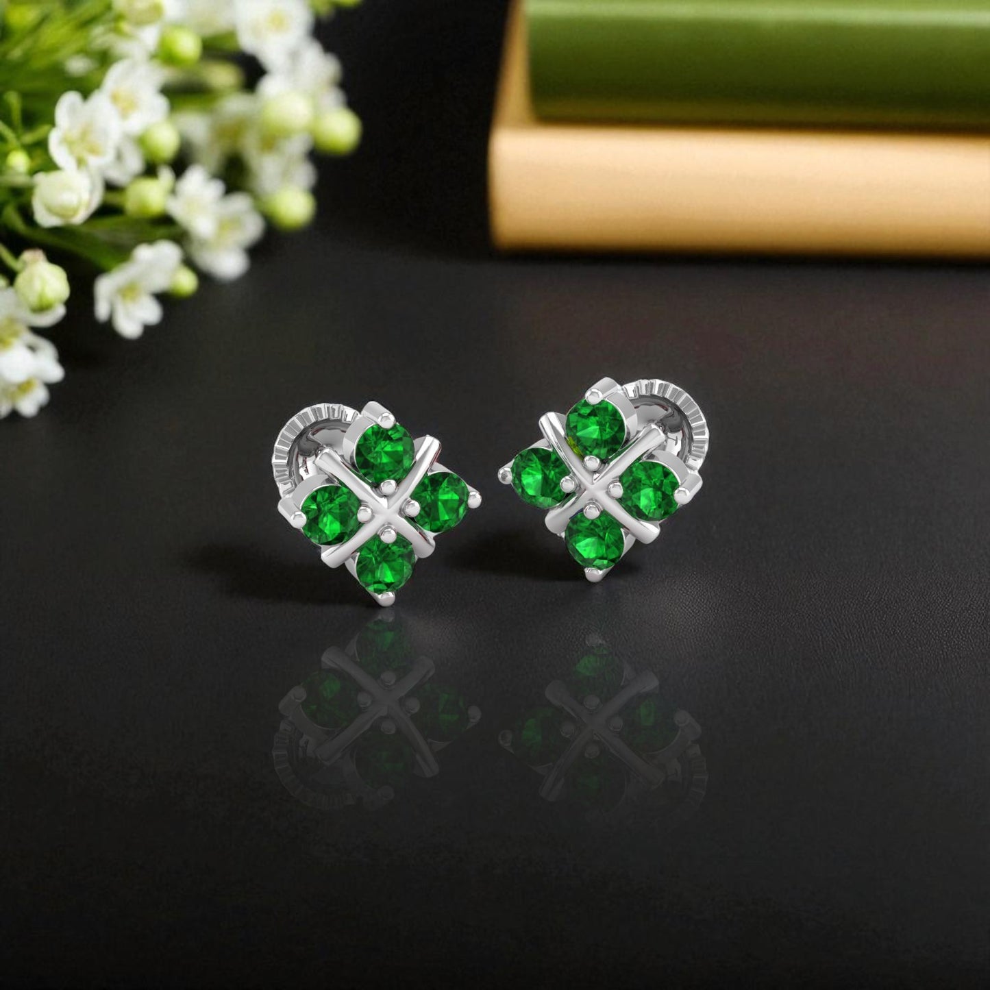 Pure Sterling Silver (92.5% purity)Precious, Beautiful and Designer Stud Earrings with cubic zirconia (AD) stones for Girls and Women