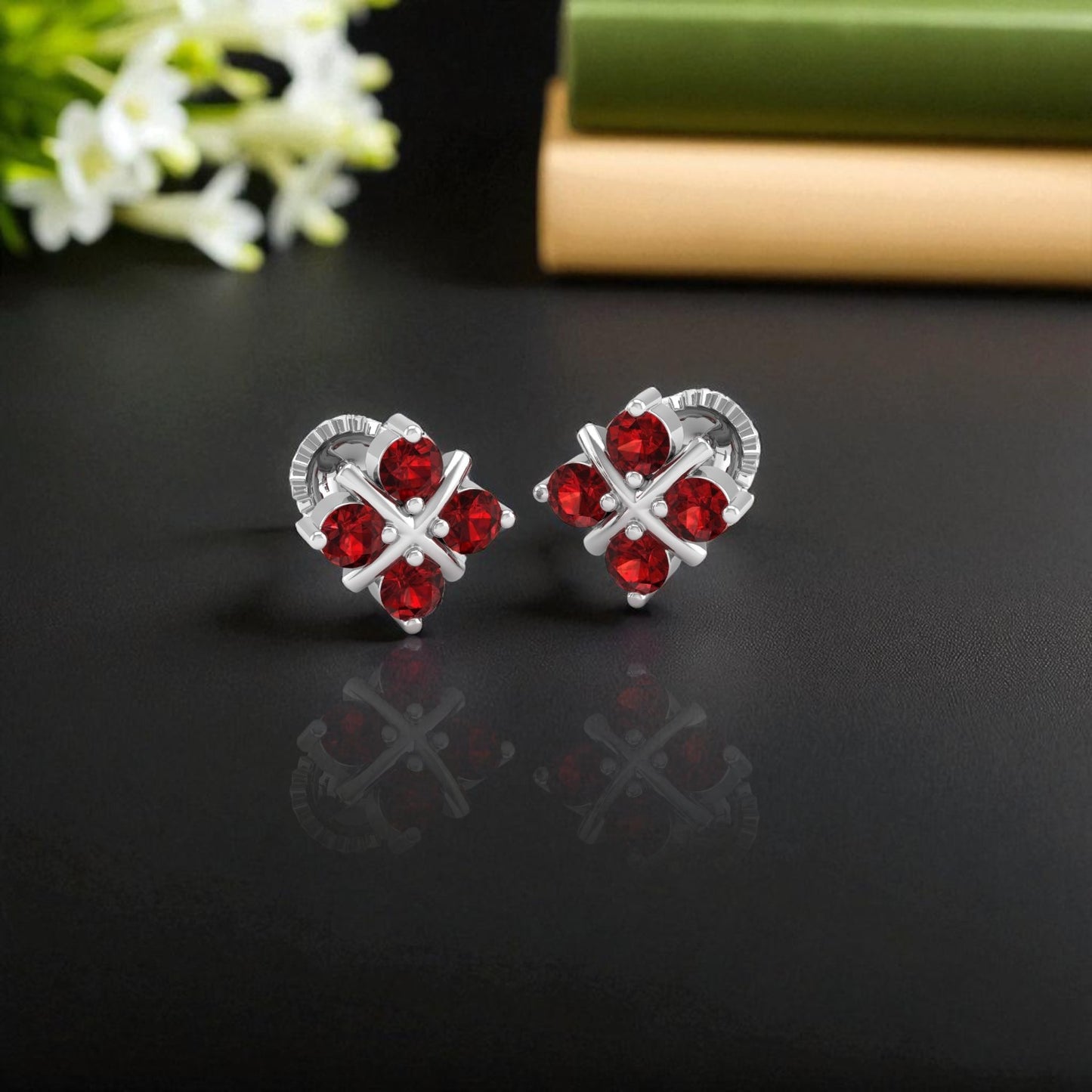 Pure Sterling Silver (92.5% purity)Precious, Beautiful and Designer Stud Earrings with cubic zirconia (AD) stones for Girls and Women