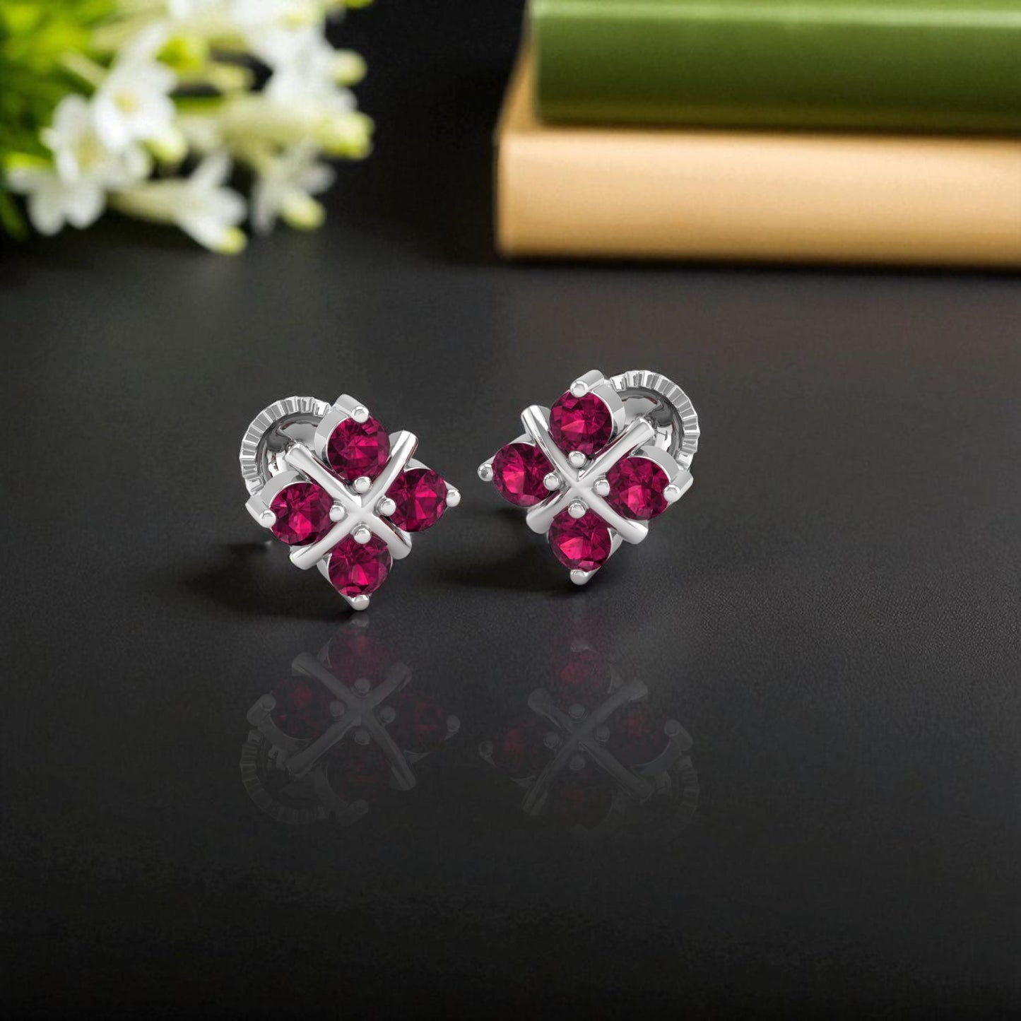 Pure Sterling Silver (92.5% purity)Precious, Beautiful and Designer Stud Earrings with cubic zirconia (AD) stones for Girls and Women