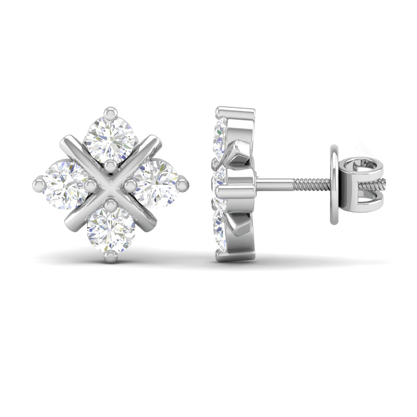 Pure Sterling Silver (92.5% purity)Precious, Beautiful and Designer Stud Earrings with cubic zirconia (AD) stones for Girls and Women