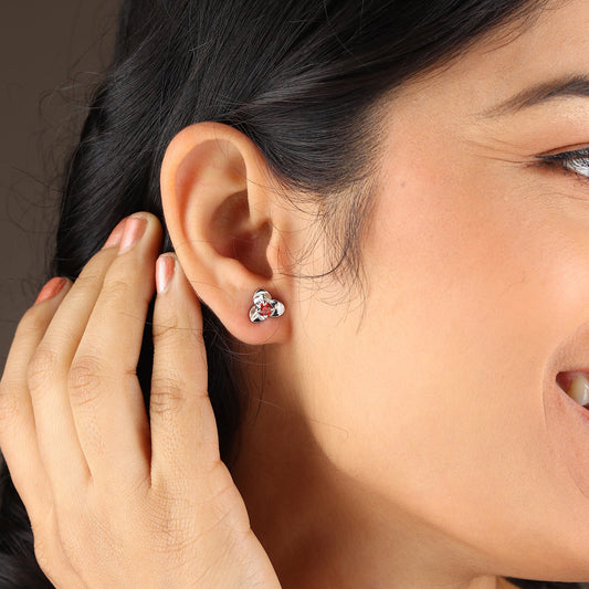 Pure Sterling Silver (92.5% purity)Precious, Beautiful and Designer Stud Earrings with cubic zirconia (AD) stones for Girls and Women