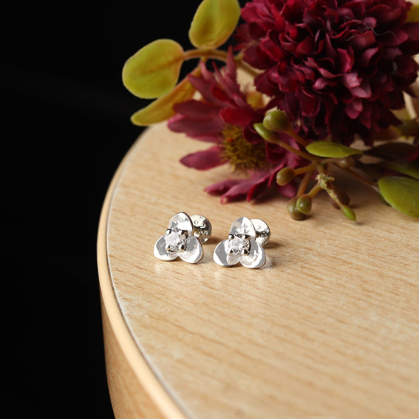 Pure Sterling Silver (92.5% purity)Precious, Beautiful and Designer Stud Earrings with cubic zirconia (AD) stones for Girls and Women