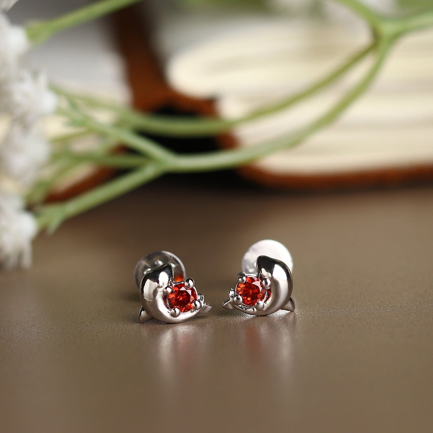 Pure Sterling Silver (92.5% purity)Precious, Beautiful and Designer Stud Earrings with cubic zirconia (AD) stones for Girls and Women