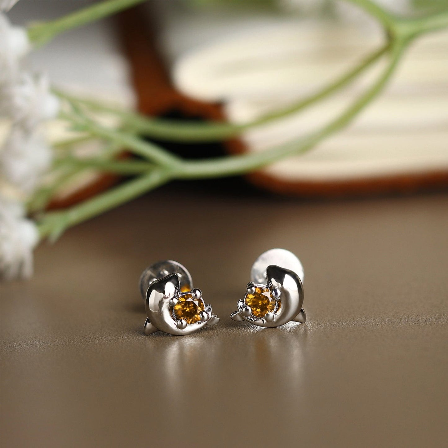 Pure Sterling Silver (92.5% purity)Precious, Beautiful and Designer Stud Earrings with cubic zirconia (AD) stones for Girls and Women