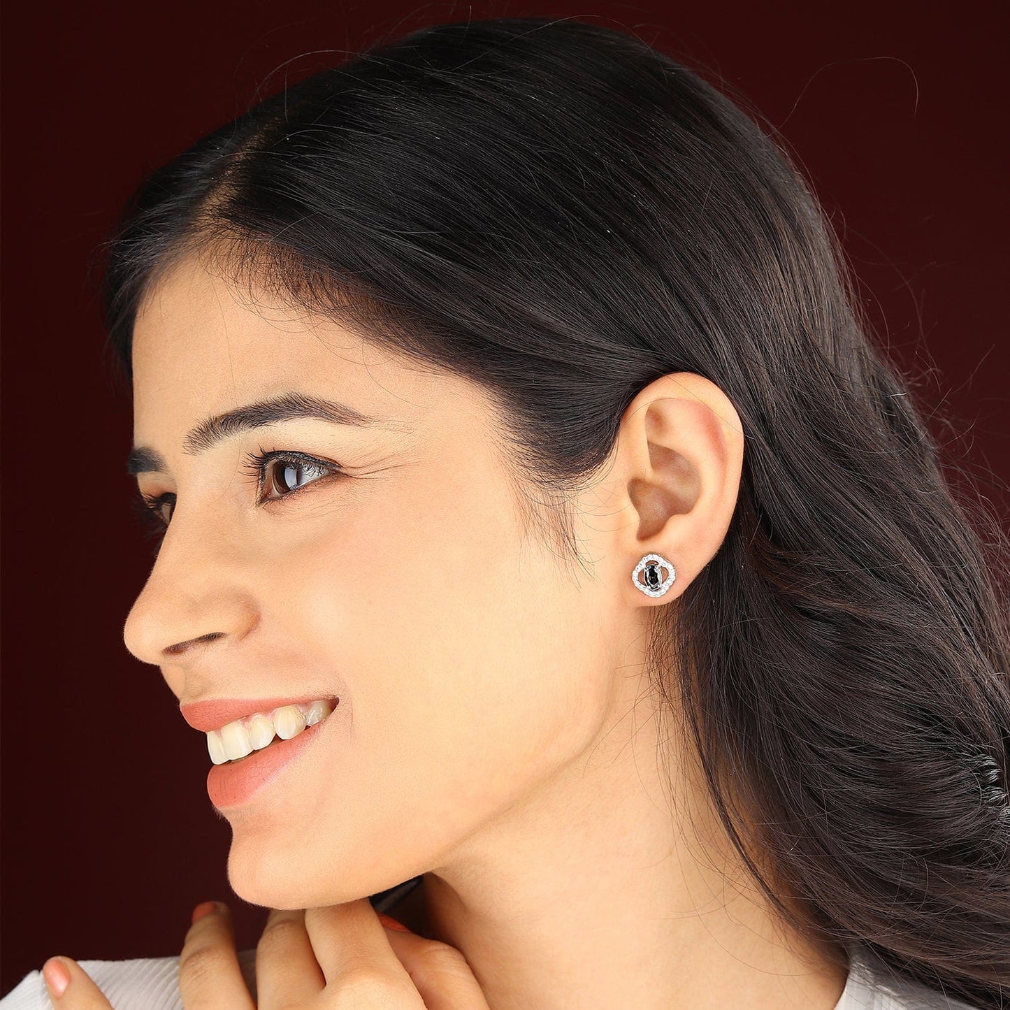 Pure Sterling Silver (92.5% purity)Precious, Beautiful and Designer Stud Earrings with cubic zirconia (AD) stones for Girls and Women