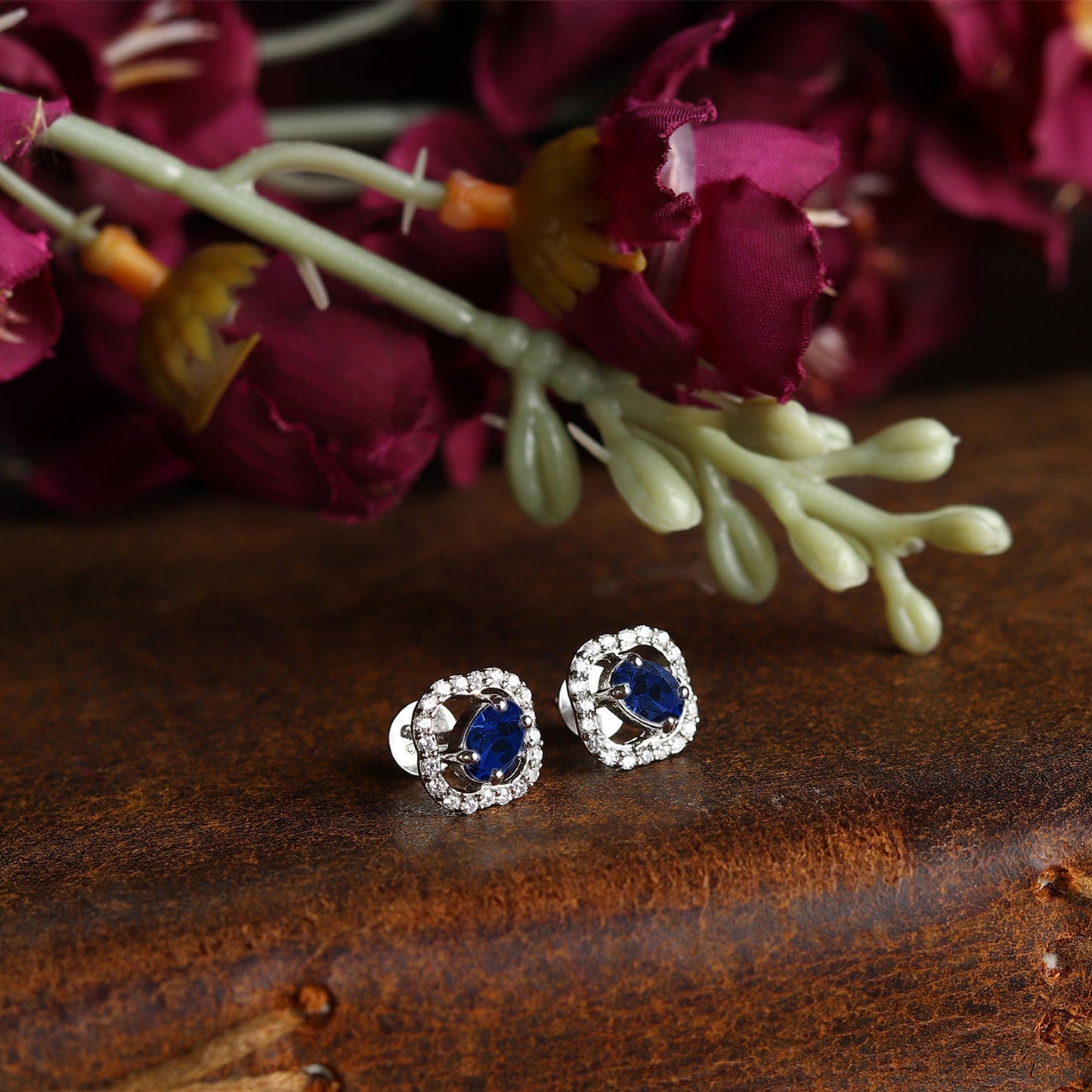 Pure Sterling Silver (92.5% purity)Precious, Beautiful and Designer Stud Earrings with cubic zirconia (AD) stones for Girls and Women