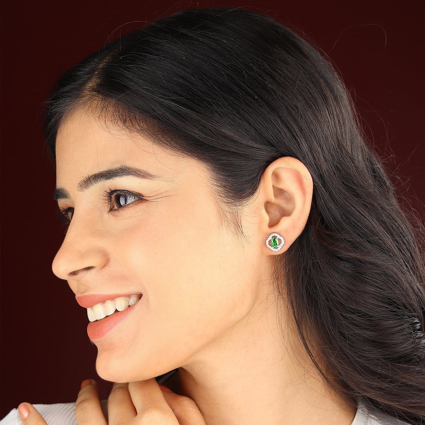 Pure Sterling Silver (92.5% purity)Precious, Beautiful and Designer Stud Earrings with cubic zirconia (AD) stones for Girls and Women