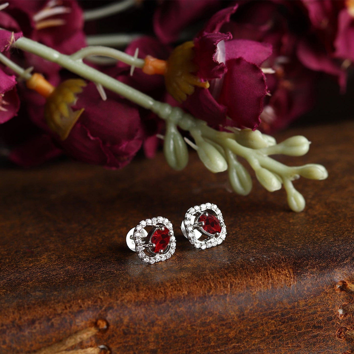 Pure Sterling Silver (92.5% purity)Precious, Beautiful and Designer Stud Earrings with cubic zirconia (AD) stones for Girls and Women