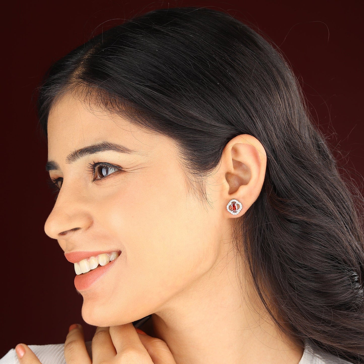 Pure Sterling Silver (92.5% purity)Precious, Beautiful and Designer Stud Earrings with cubic zirconia (AD) stones for Girls and Women