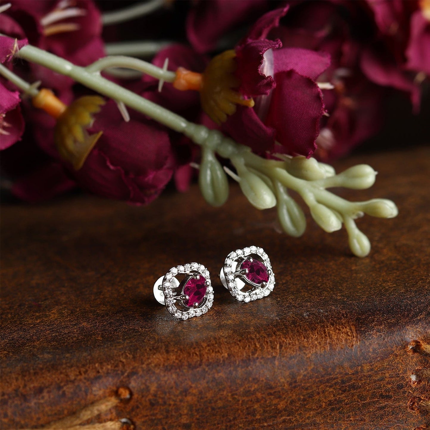 Pure Sterling Silver (92.5% purity)Precious, Beautiful and Designer Stud Earrings with cubic zirconia (AD) stones for Girls and Women