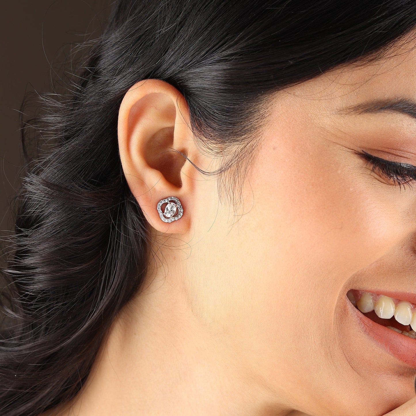 Pure Sterling Silver (92.5% purity)Precious, Beautiful and Designer Stud Earrings with cubic zirconia (AD) stones for Girls and Women