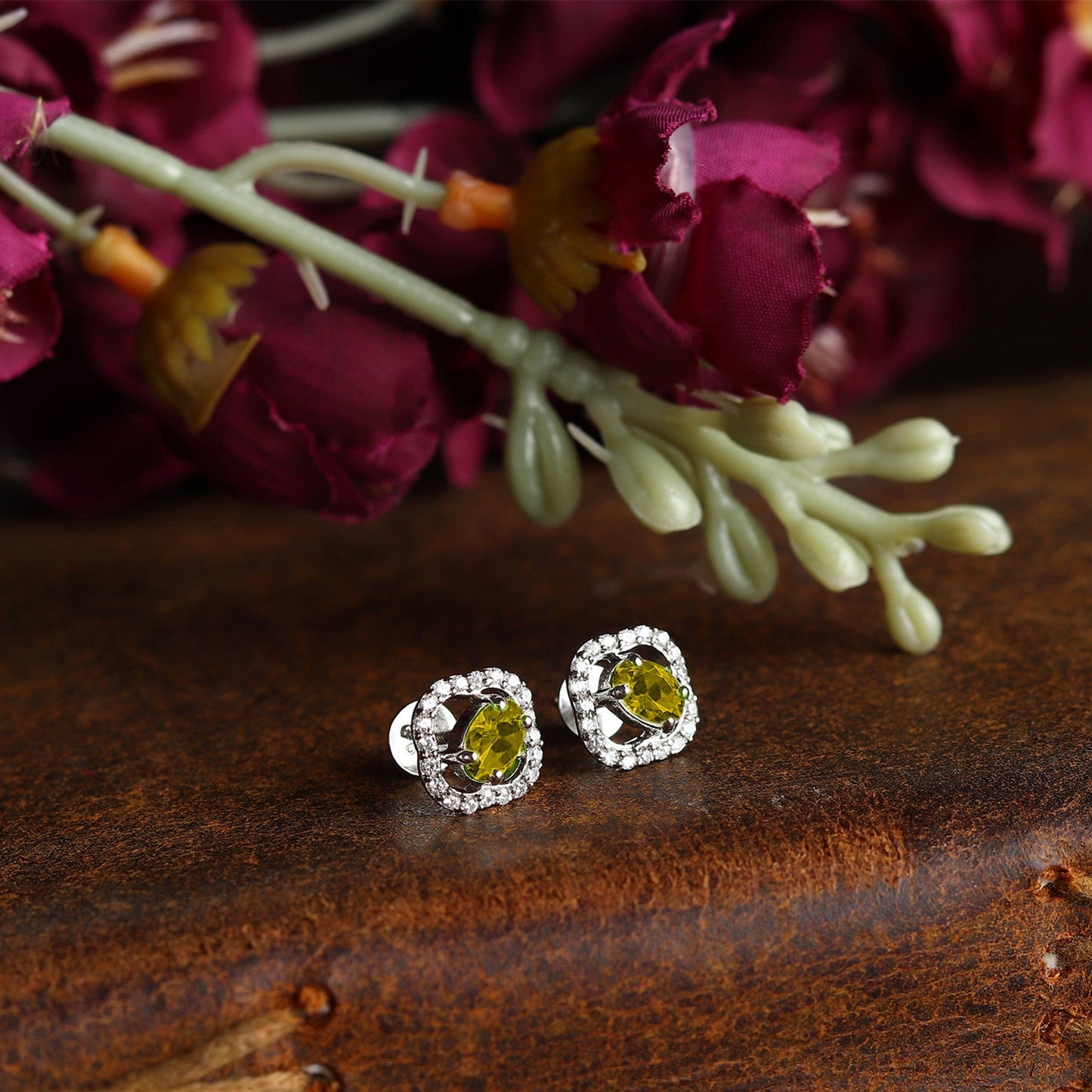 Pure Sterling Silver (92.5% purity)Precious, Beautiful and Designer Stud Earrings with cubic zirconia (AD) stones for Girls and Women