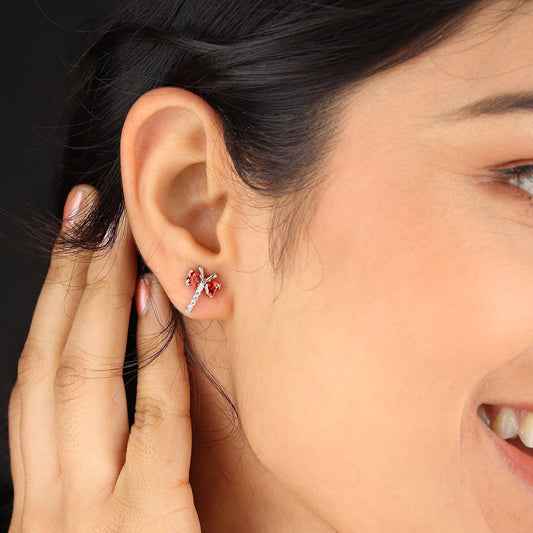 Pure Sterling Silver (92.5% purity)Precious, Beautiful and Designer Stud Earrings with cubic zirconia (AD) stones for Girls and Women