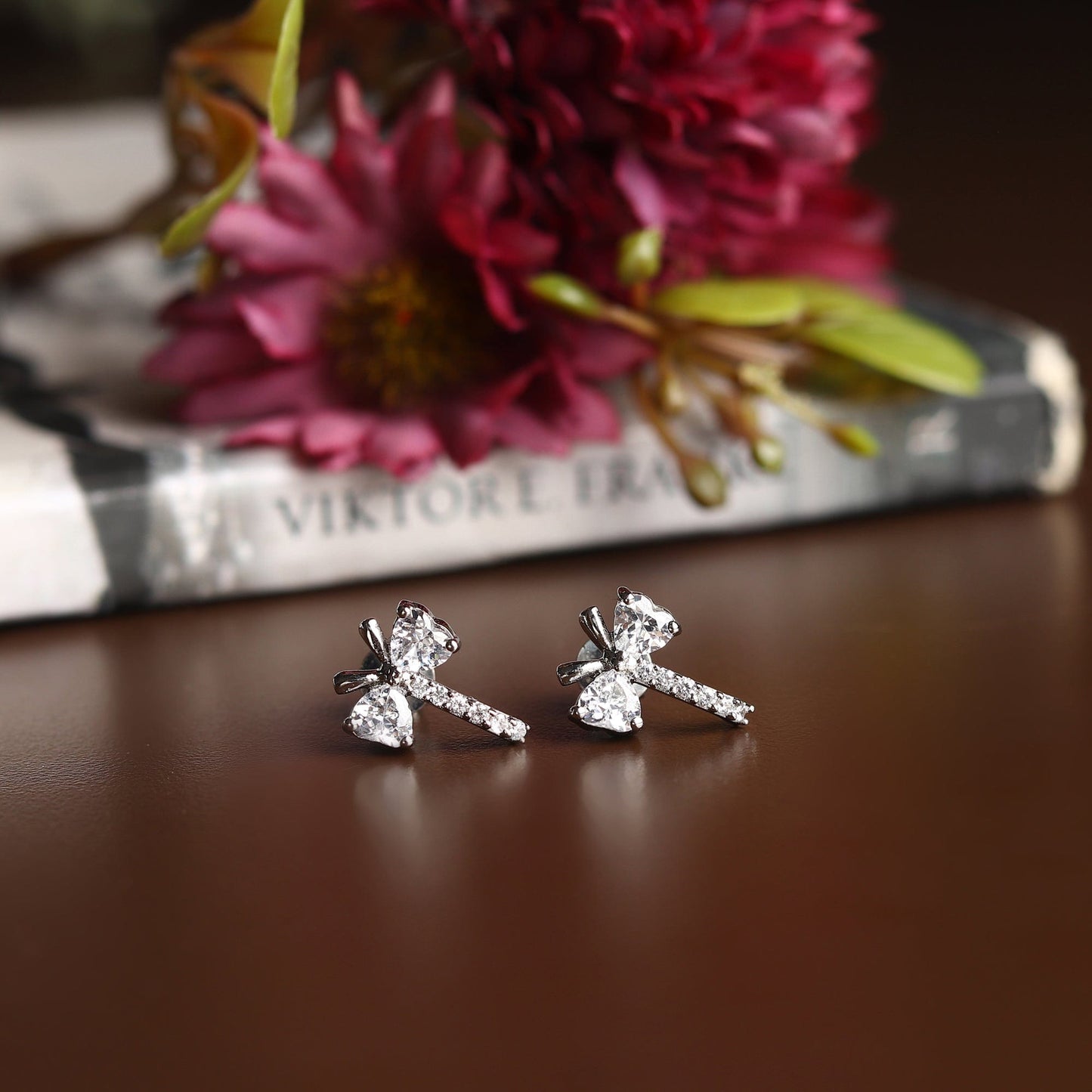 Pure Sterling Silver (92.5% purity)Precious, Beautiful and Designer Stud Earrings with cubic zirconia (AD) stones for Girls and Women