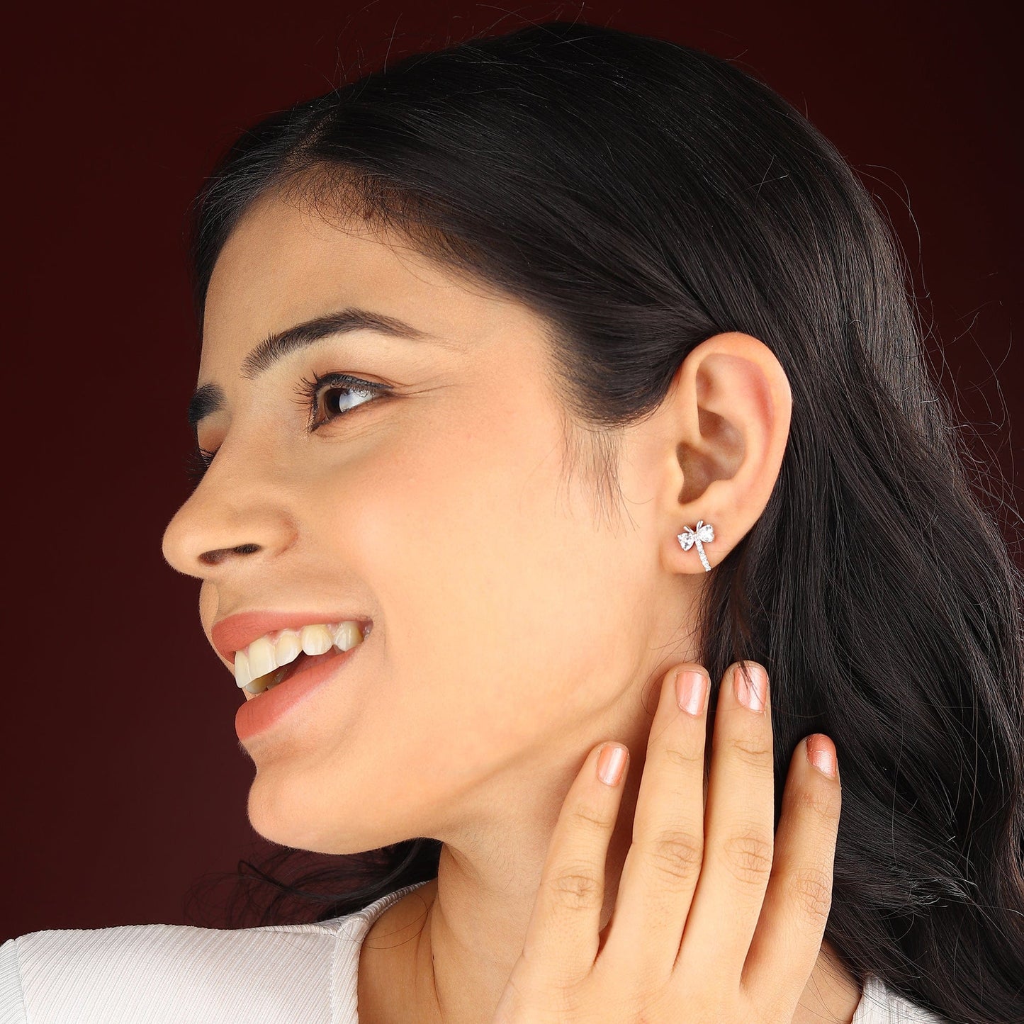 Pure Sterling Silver (92.5% purity)Precious, Beautiful and Designer Stud Earrings with cubic zirconia (AD) stones for Girls and Women