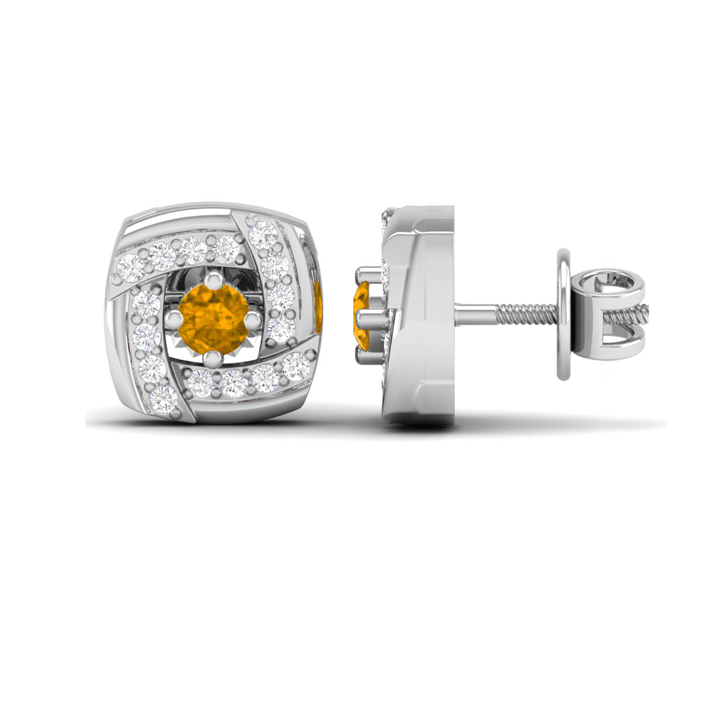 Pure Sterling Silver (92.5% purity)Precious, Beautiful and Designer Stud Earrings with cubic zirconia (AD) stones for Girls and Women