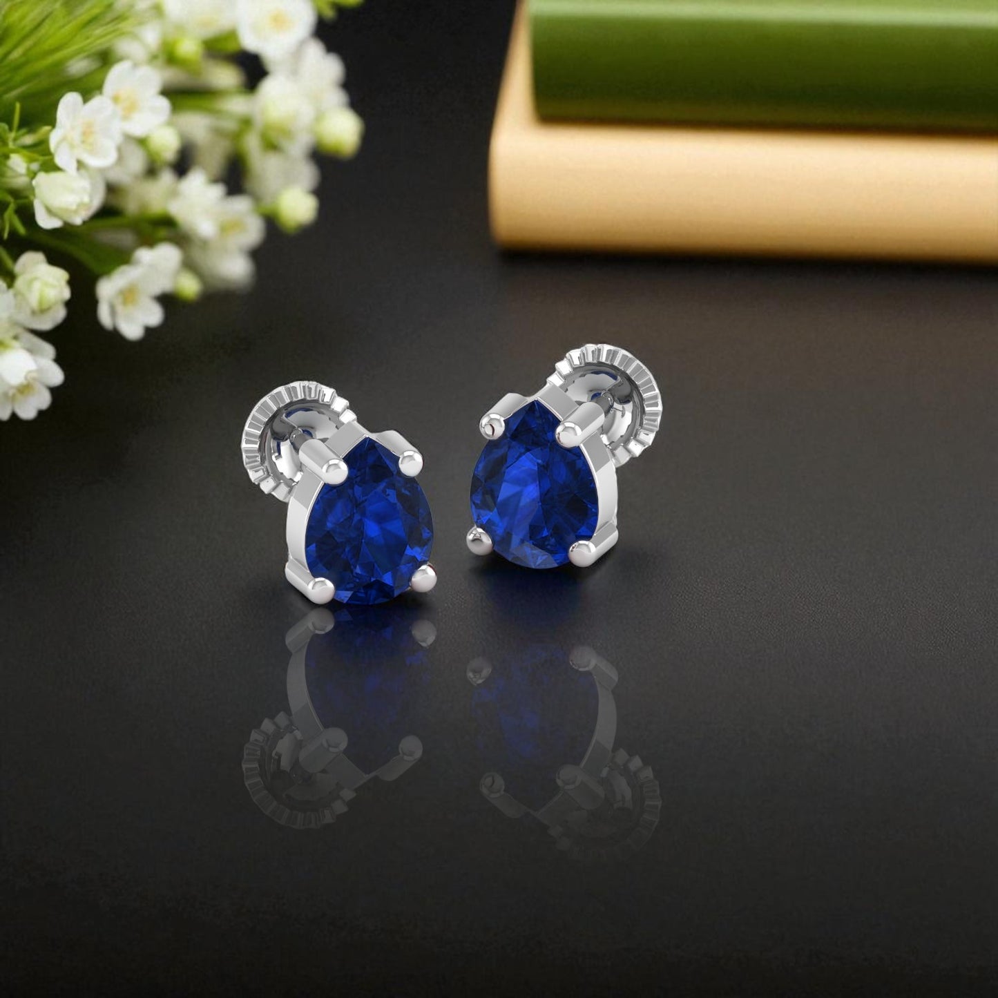 Pure Sterling Silver (92.5% purity)Precious, Beautiful and Designer Stud Earrings with cubic zirconia (AD) stones for Girls and Women