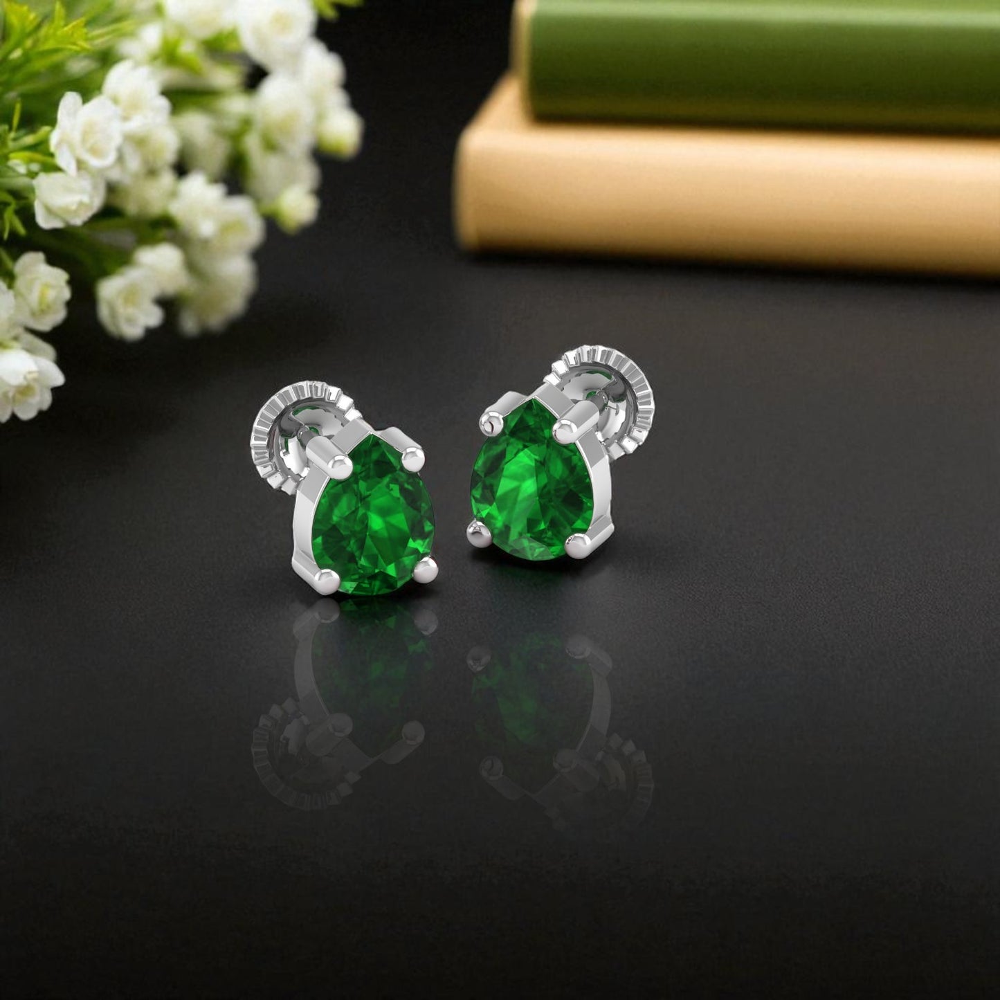 Pure Sterling Silver (92.5% purity)Precious, Beautiful and Designer Stud Earrings with cubic zirconia (AD) stones for Girls and Women