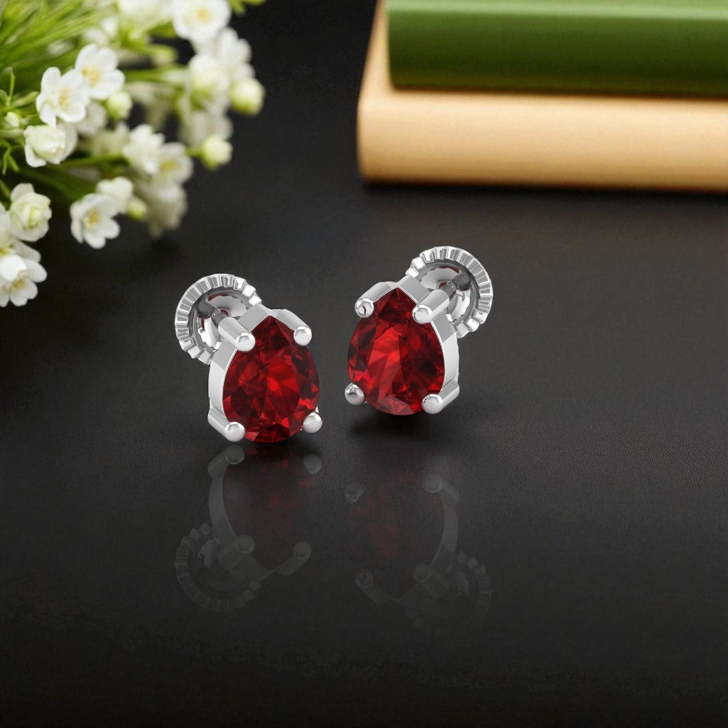 Pure Sterling Silver (92.5% purity)Precious, Beautiful and Designer Stud Earrings with cubic zirconia (AD) stones for Girls and Women