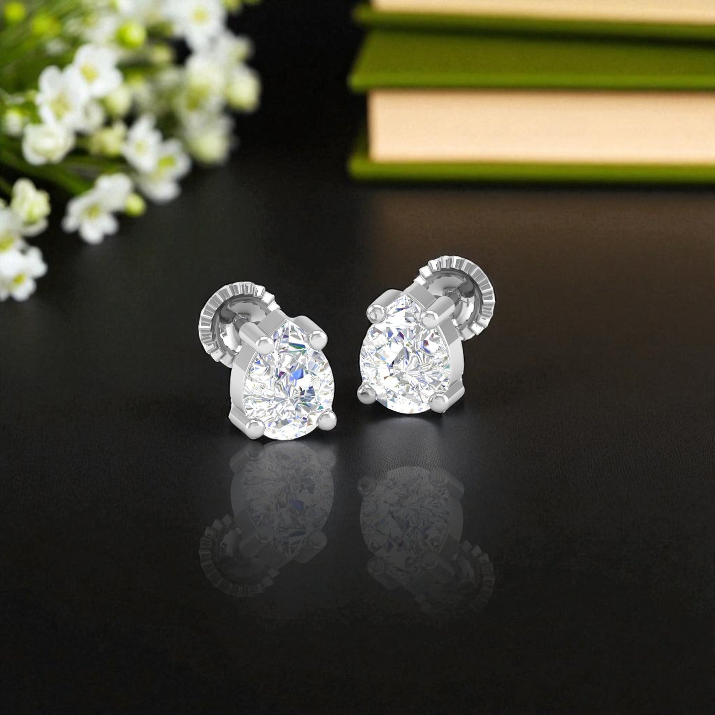 Pure Sterling Silver (92.5% purity)Precious, Beautiful and Designer Stud Earrings with cubic zirconia (AD) stones for Girls and Women