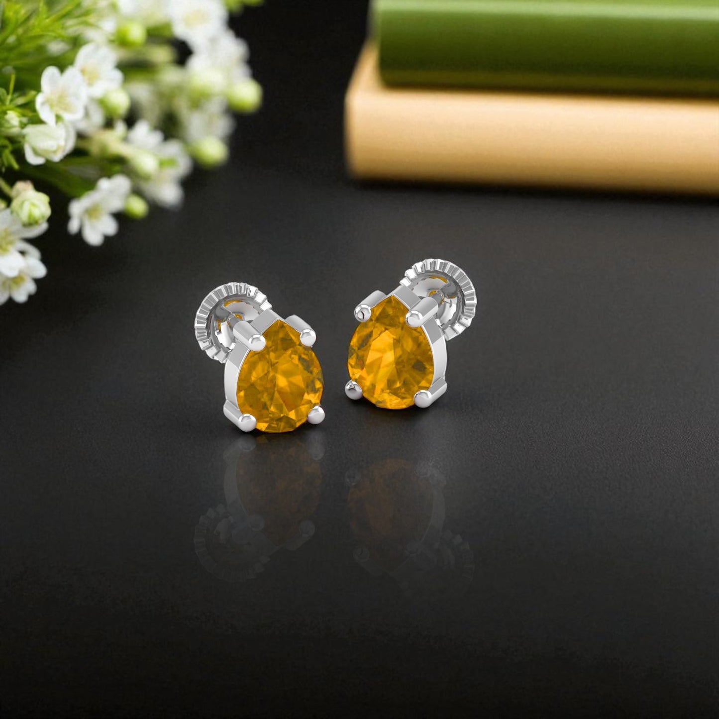 Pure Sterling Silver (92.5% purity)Precious, Beautiful and Designer Stud Earrings with cubic zirconia (AD) stones for Girls and Women