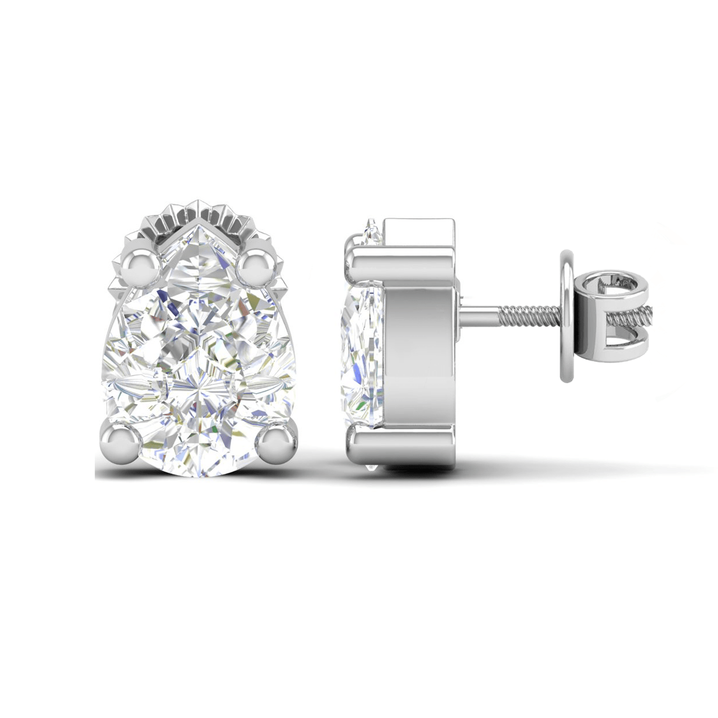 Pure Sterling Silver (92.5% purity)Precious, Beautiful and Designer Stud Earrings with cubic zirconia (AD) stones for Girls and Women