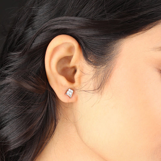 Pure Sterling Silver (92.5% purity)Precious, Beautiful and Designer Stud Earrings with cubic zirconia (AD) stones for Girls and Women