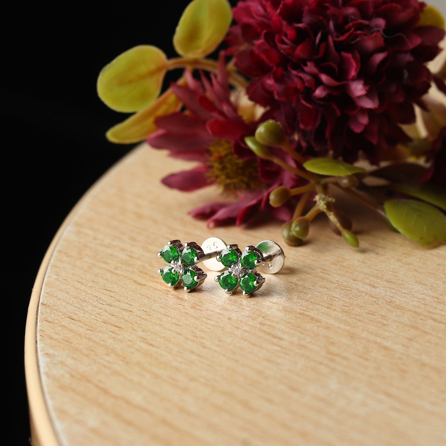 Pure Sterling Silver (92.5% purity)Precious, Beautiful and Designer Stud Earrings with cubic zirconia (AD) stones for Girls and Women