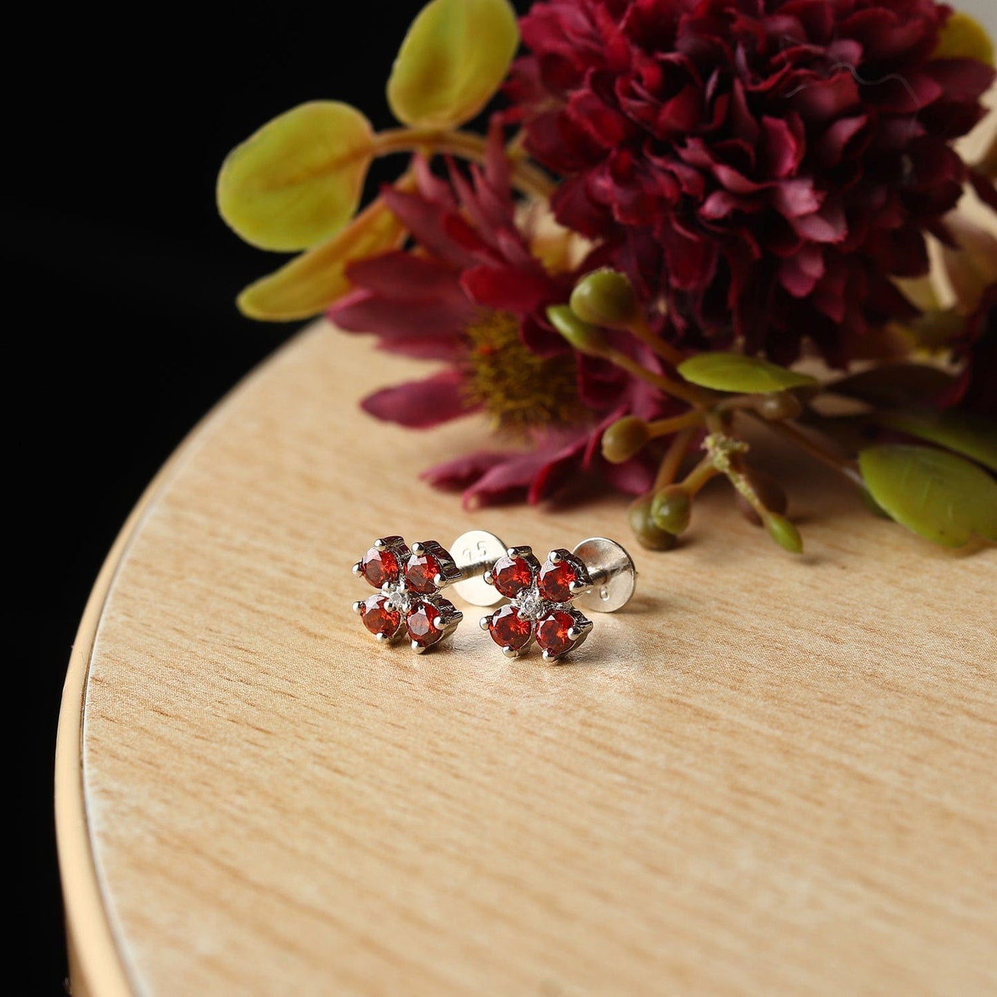 Pure Sterling Silver (92.5% purity)Precious, Beautiful and Designer Stud Earrings with cubic zirconia (AD) stones for Girls and Women